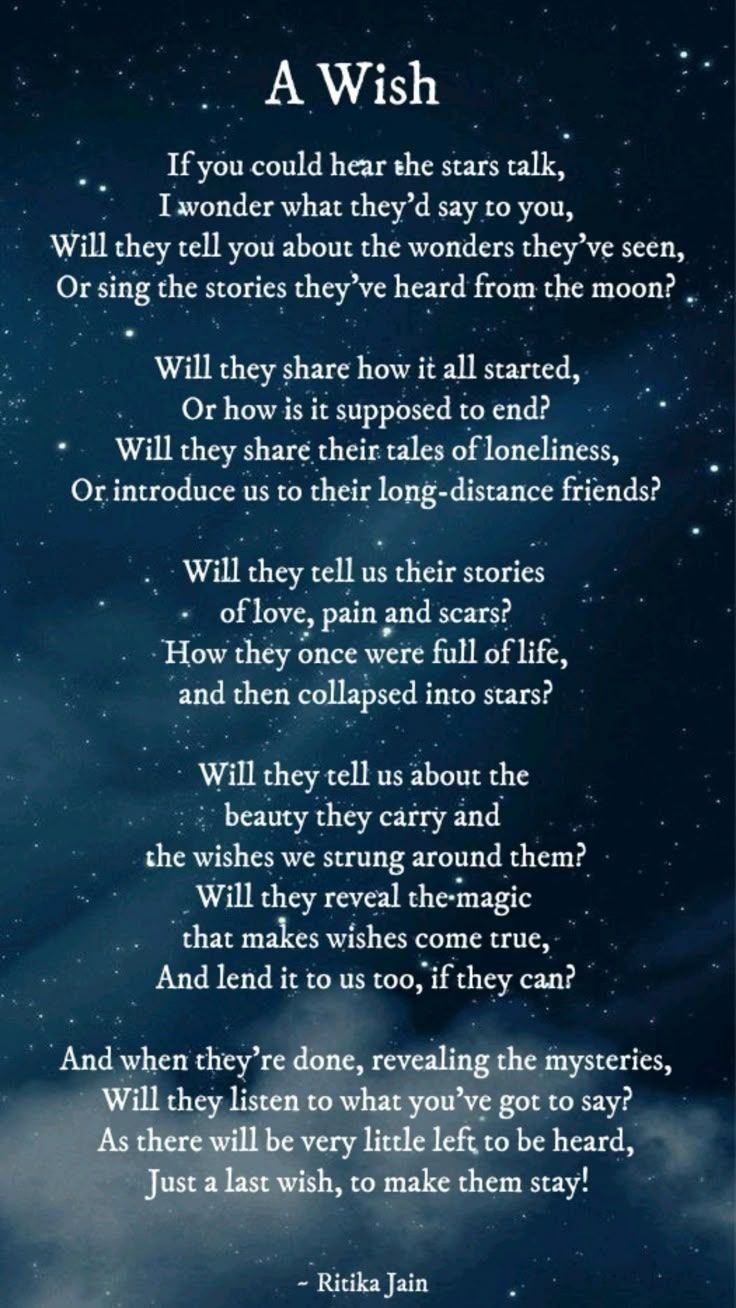 Poem A Wish on Starry Sky