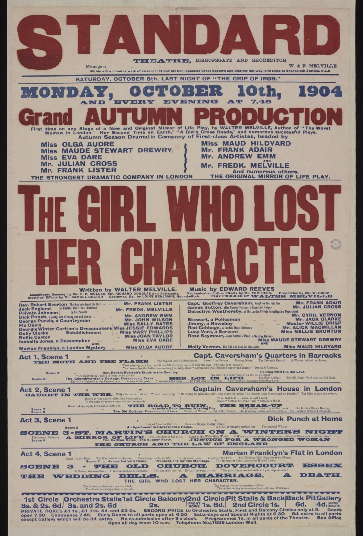 1904 Standard Theatre Play Poster