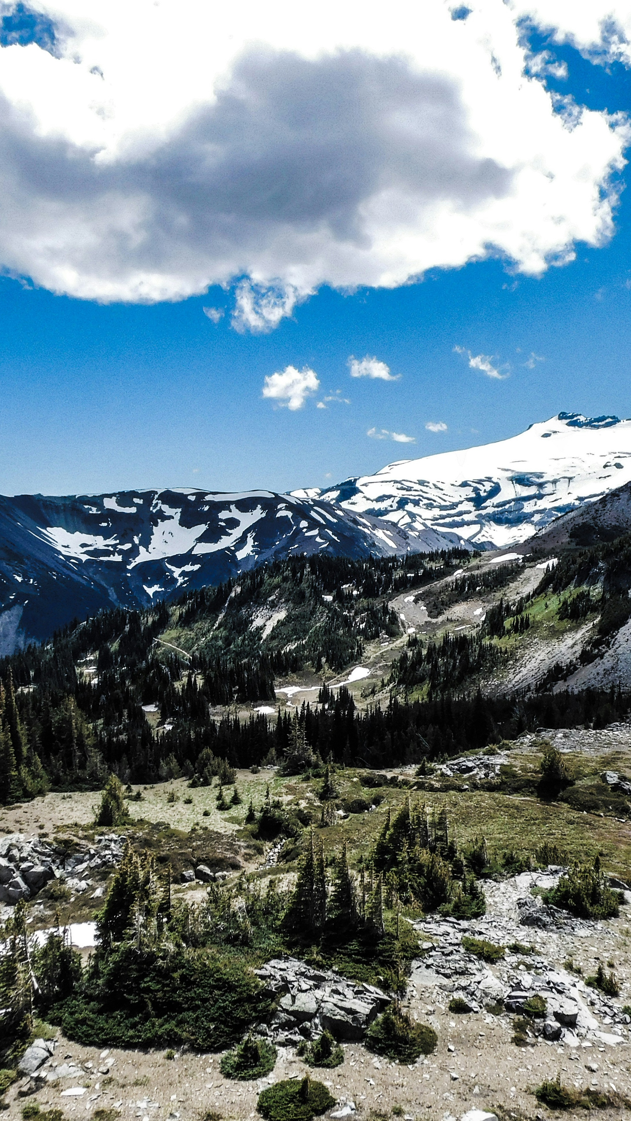 Snowy Alpine Mountain Valley Landscape