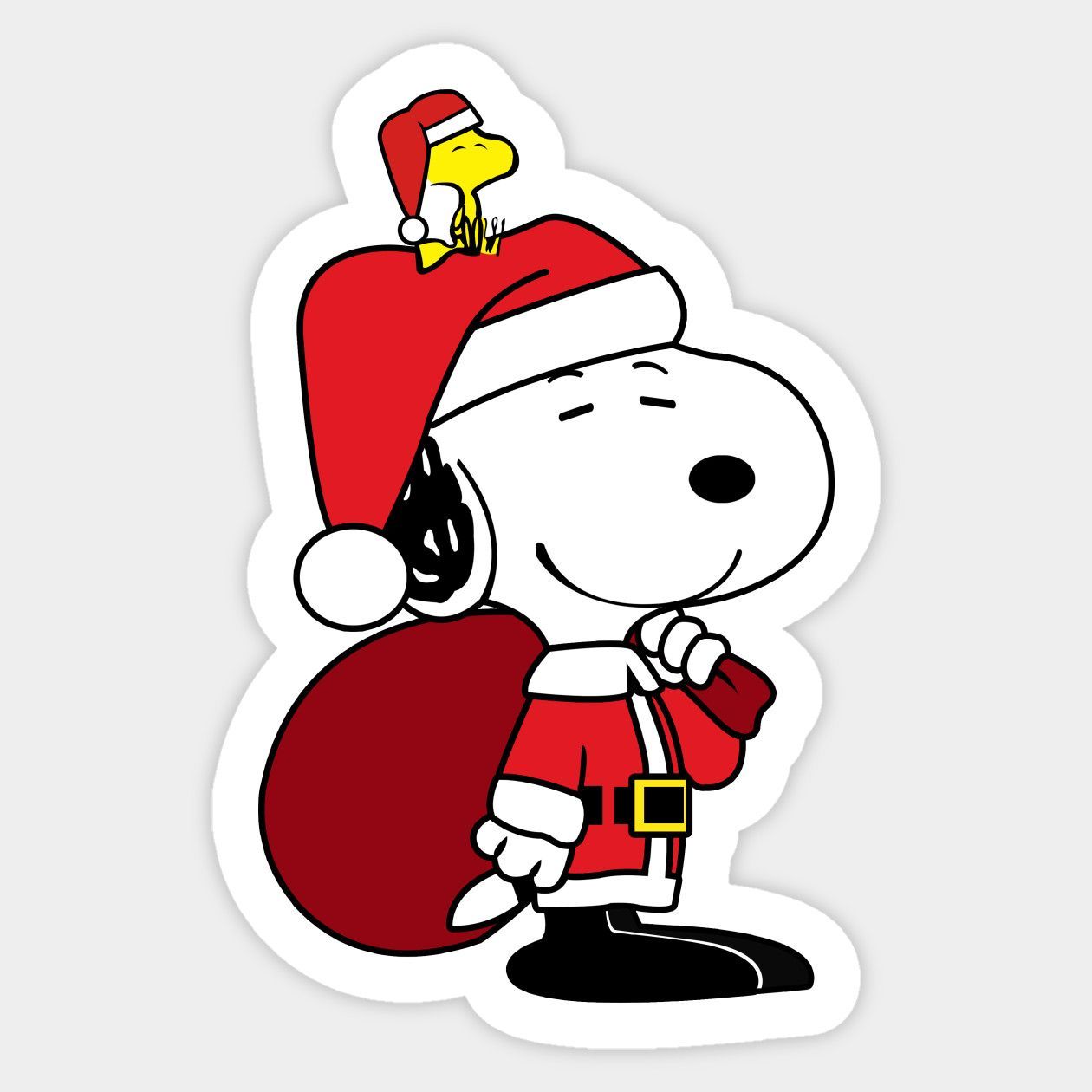 Santa Snoopy and Woodstock Sticker
