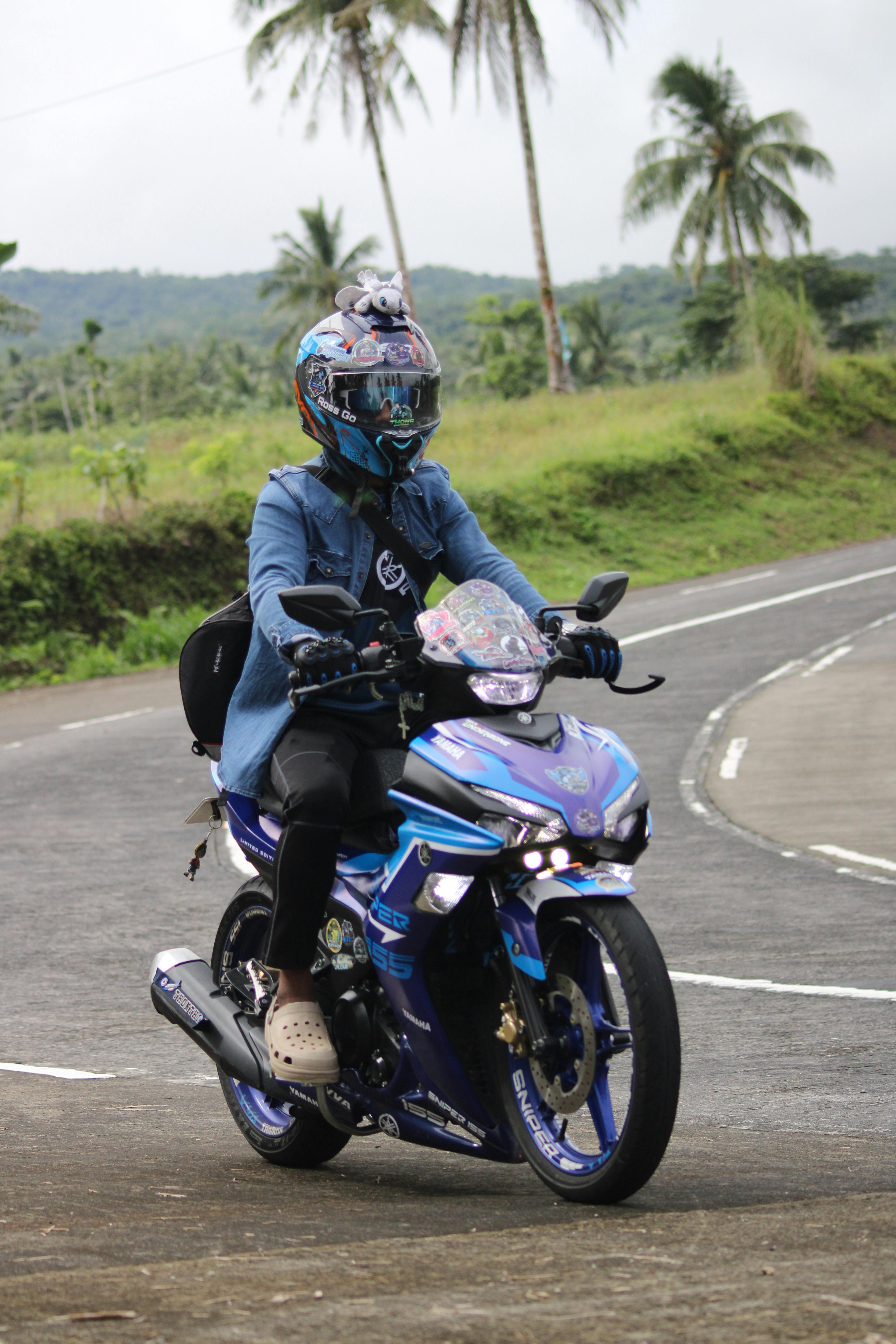 Motorcyclist Riding Tropical Rural Road — Fitness