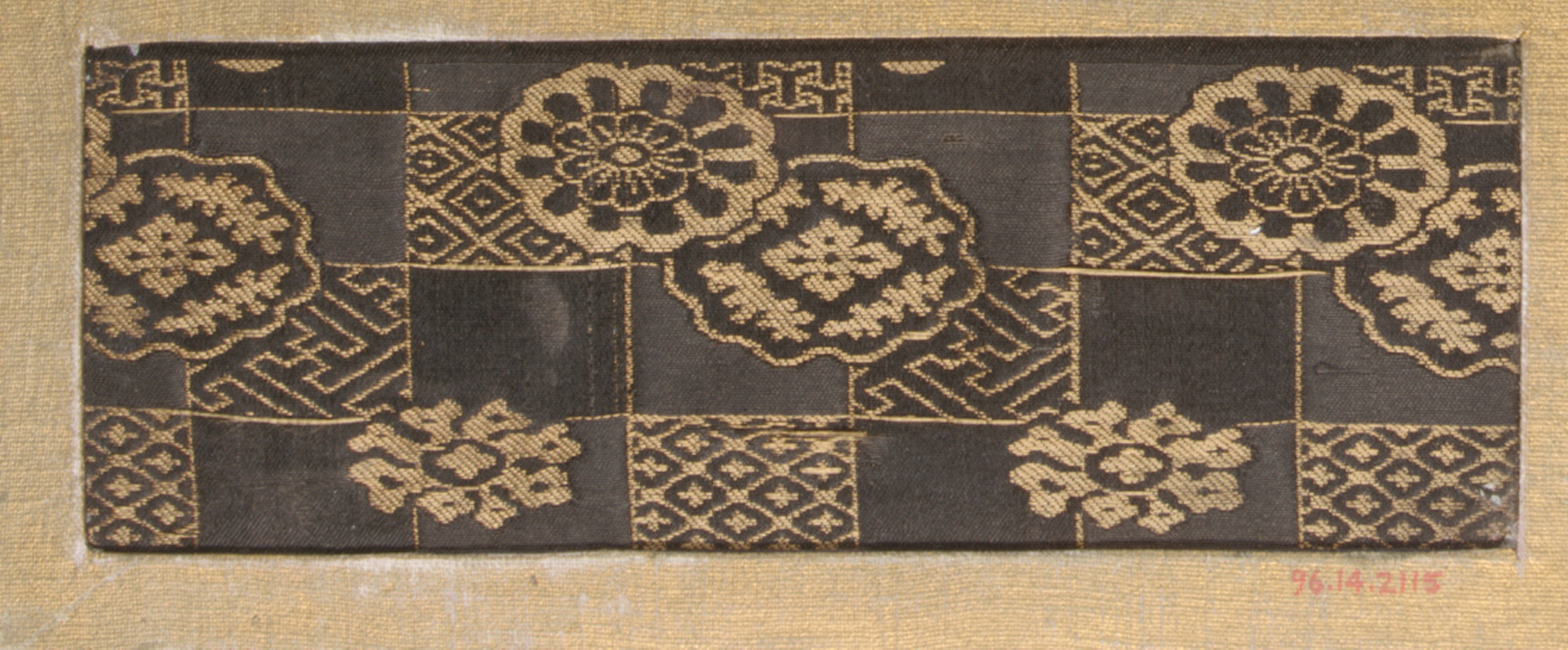 Black Gold Traditional Brocade Textile Fragment