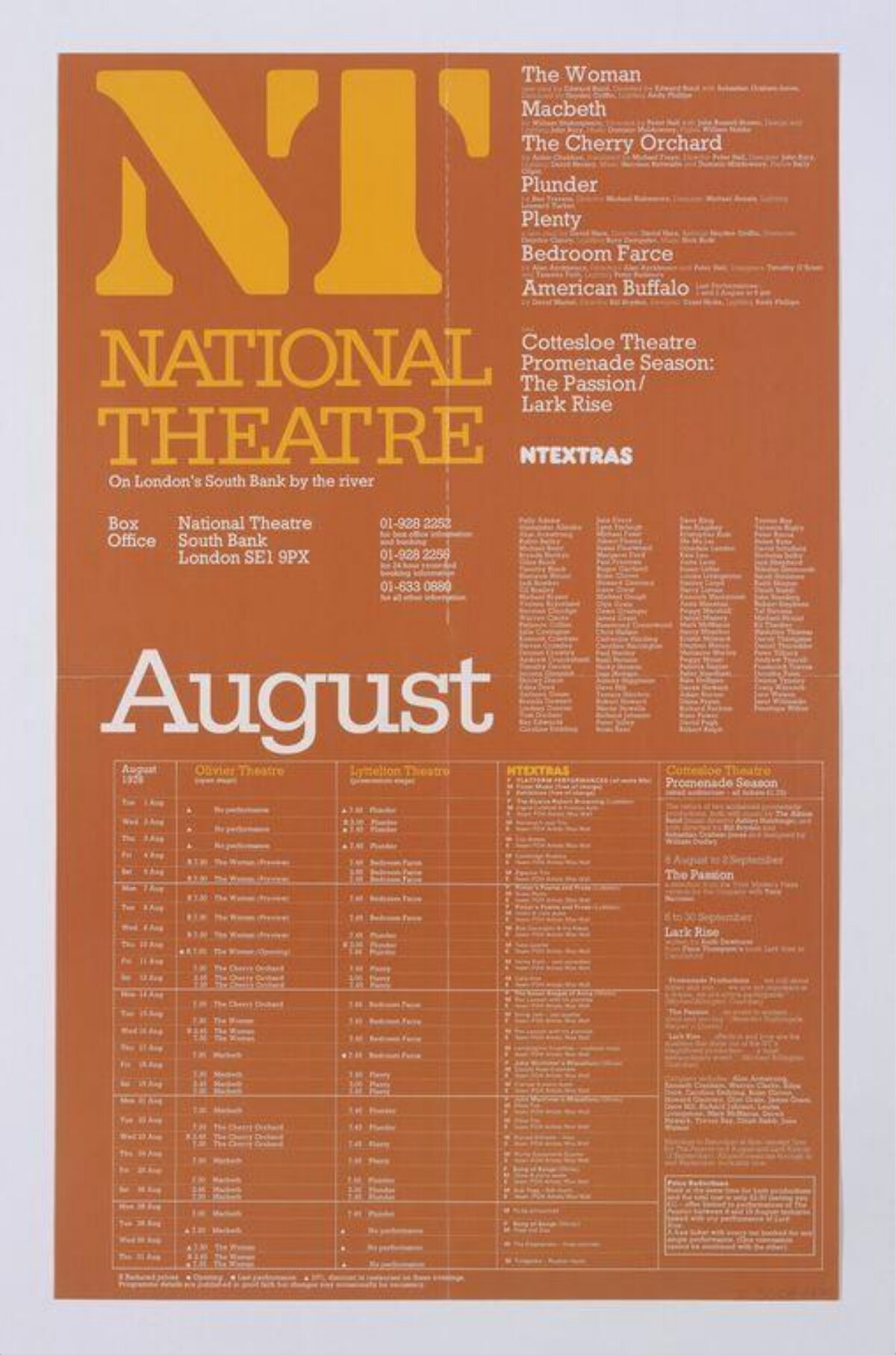 National Theatre August Performance Poster