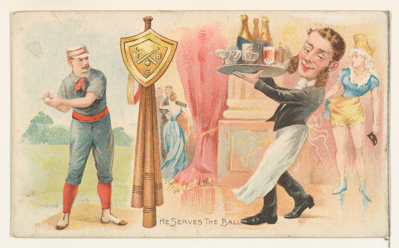 Vintage 'He Serves The Ball' Baseball Card