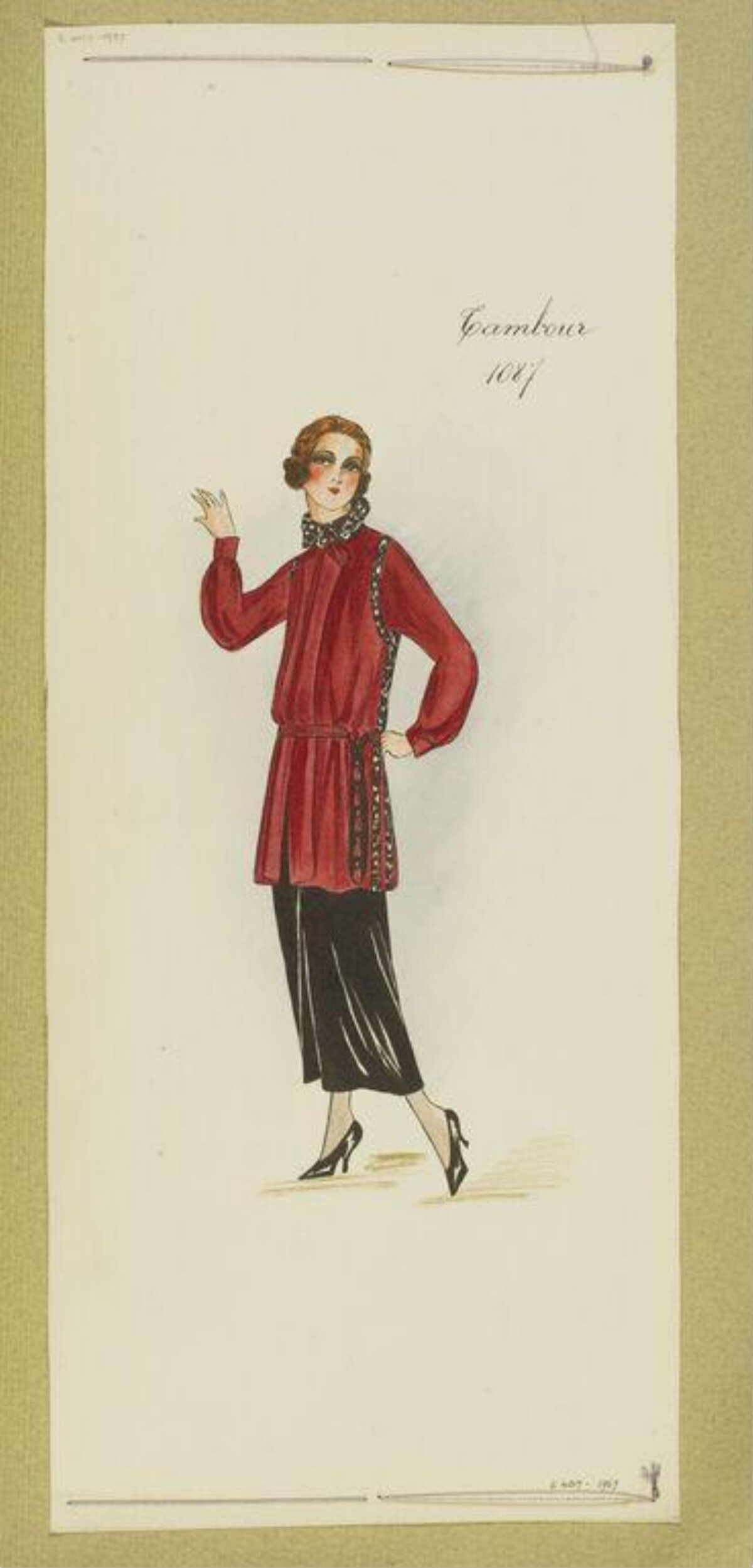 Vintage Red Outfit Fashion Sketch