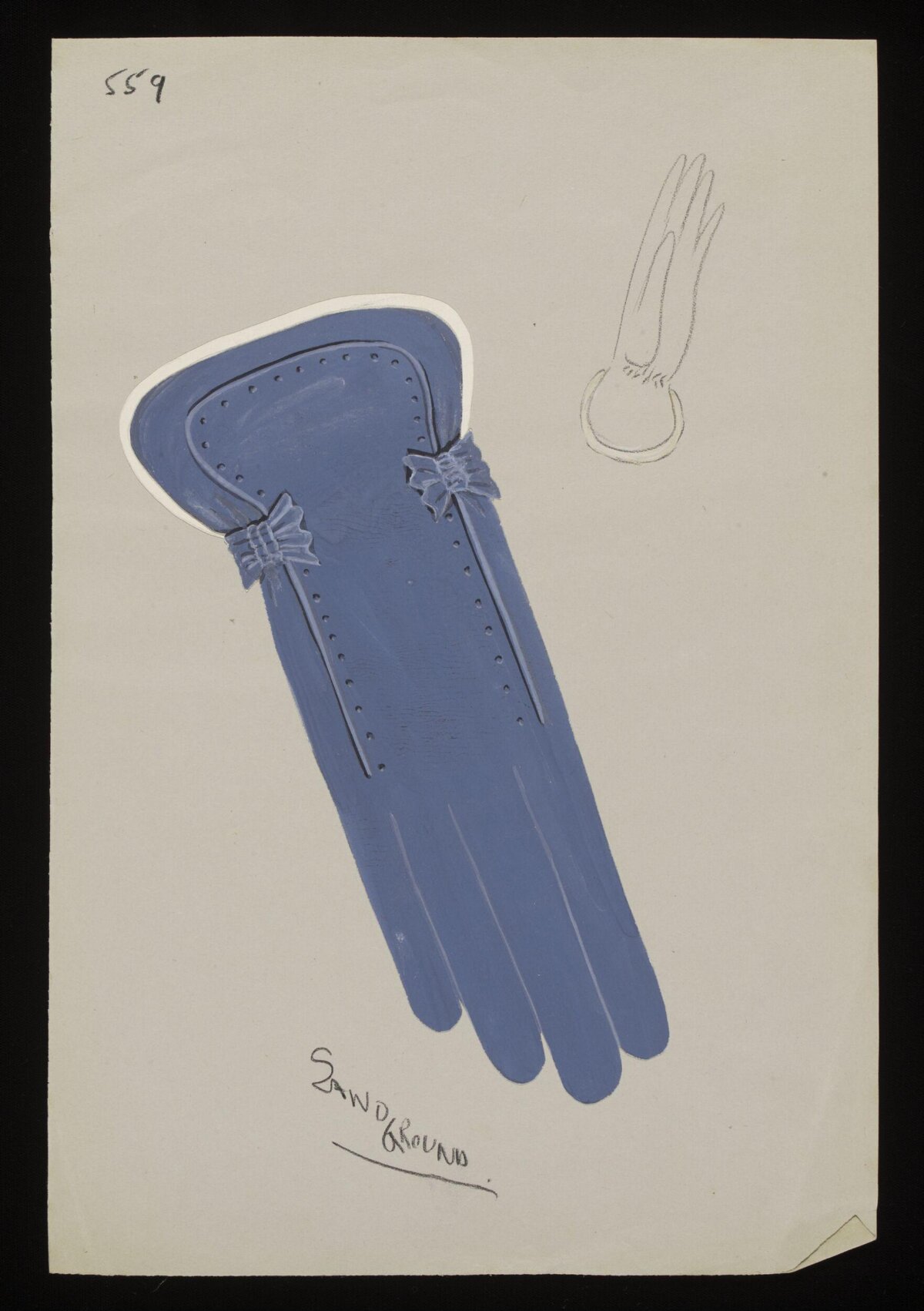 Fashion Design Sketch of Blue Glove