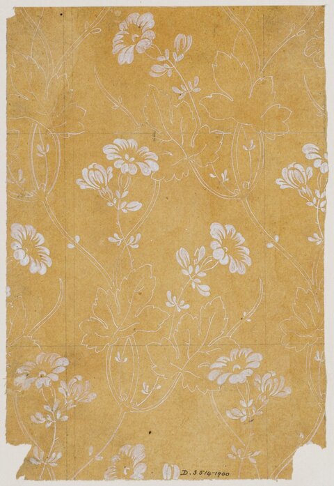 White Floral Pattern Design Sketch