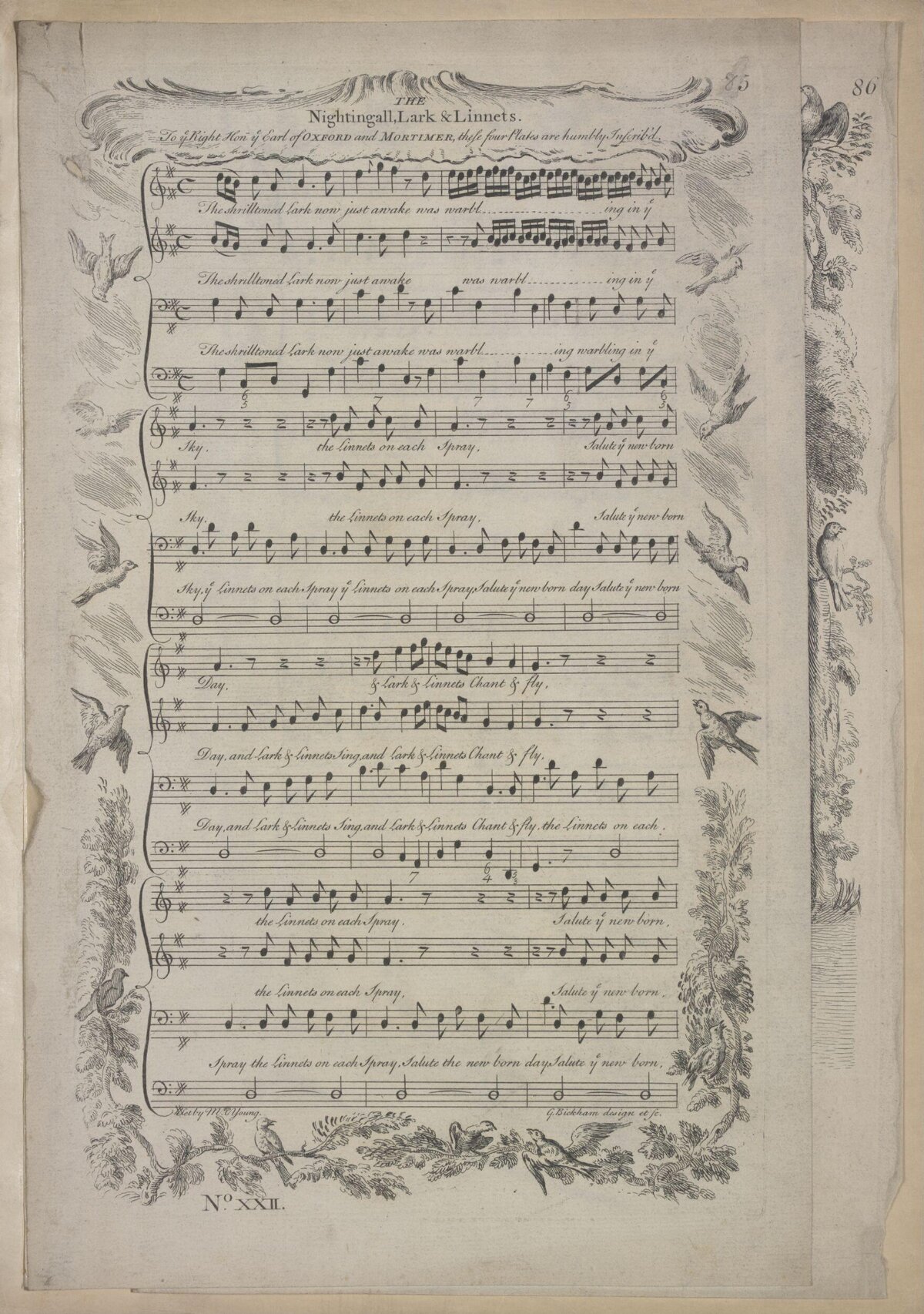 Engraved Sheet Music: Nightingale, Lark and Linnet