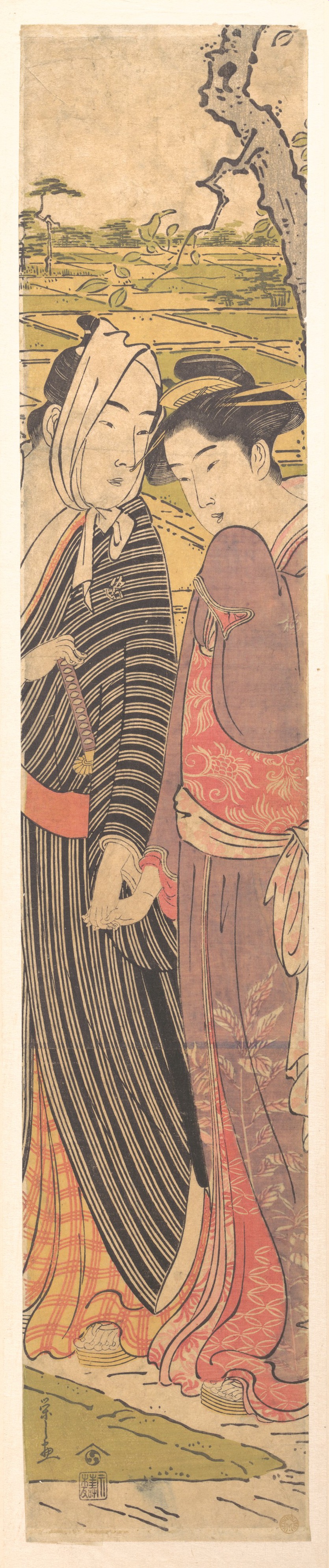 Japanese Ukiyo-e Walking Couple