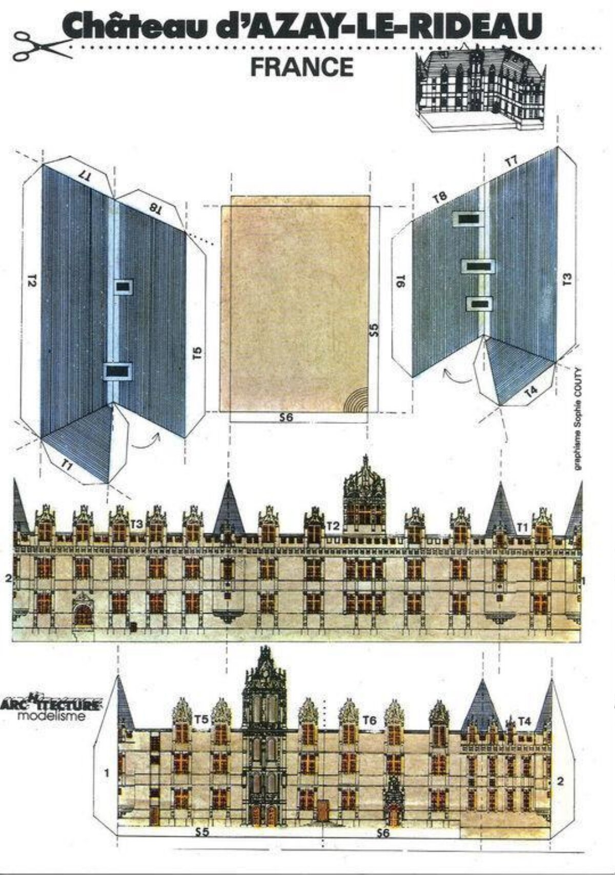 Azay-le-Rideau Castle Paper Model Template