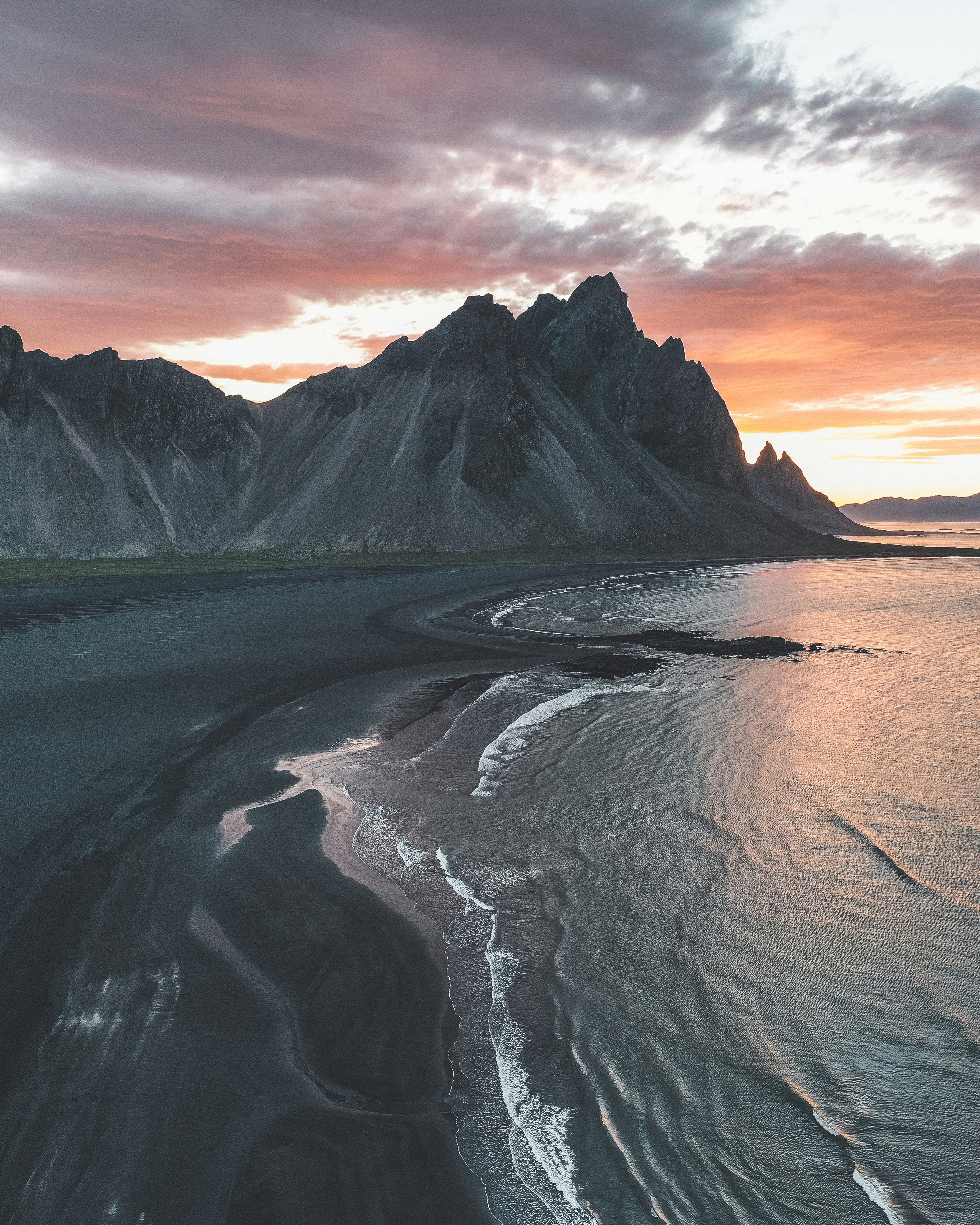 Vestrahorn Black Beach Sunset