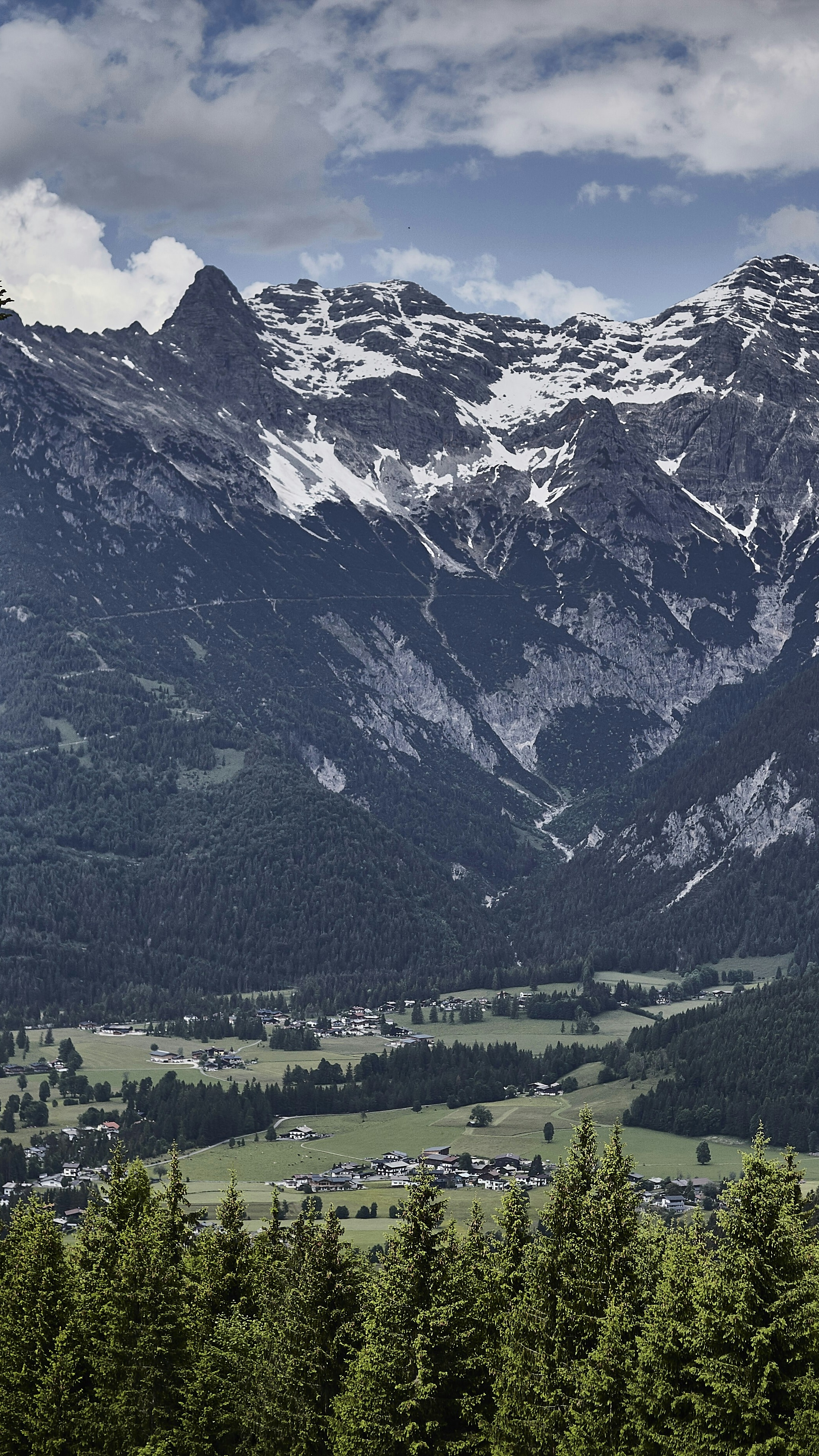 Snow-capped Alpine Valley Landscape