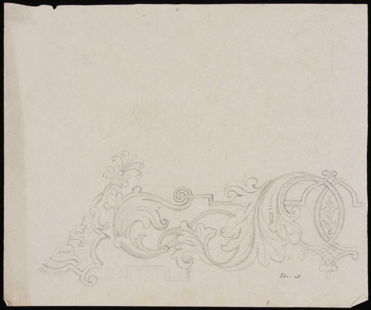 Pencil Sketch of Ornamental Scrollwork