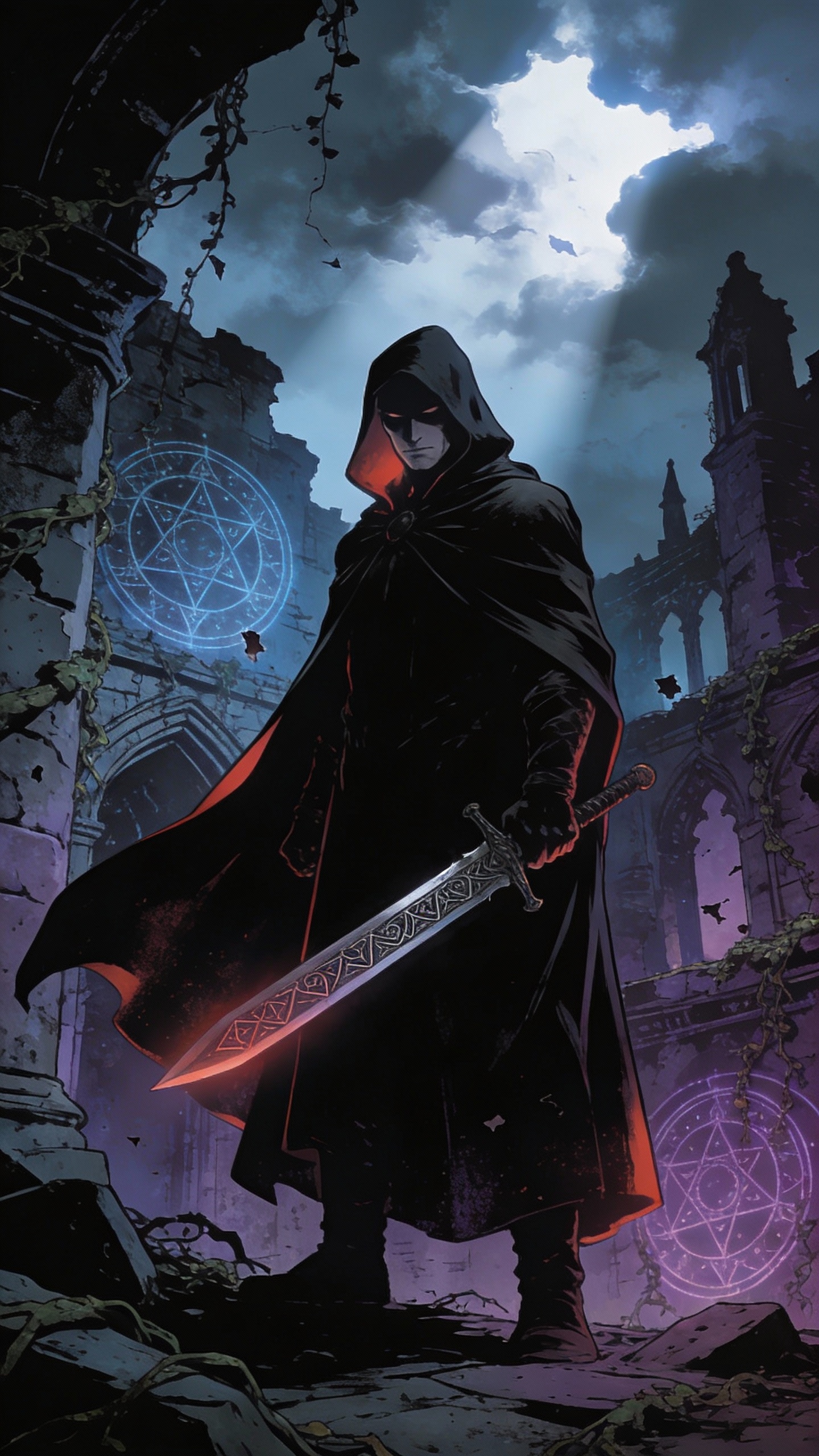 Hooded Swordsman in Magical Ruins