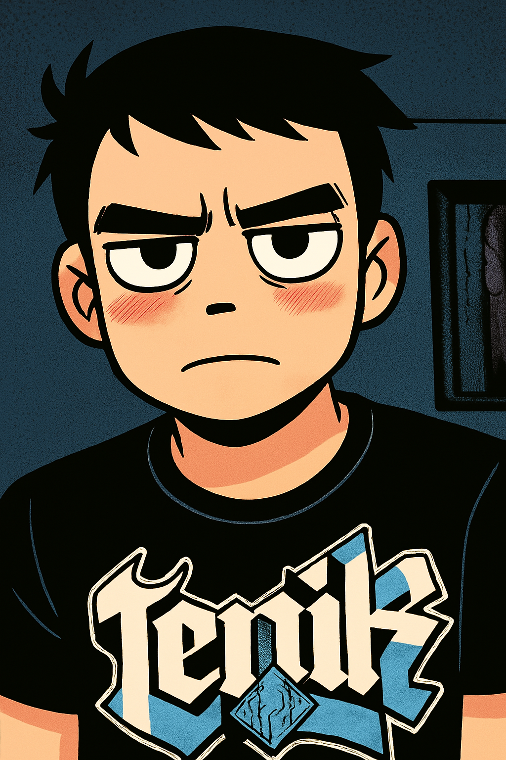 Grumpy Young Man Cartoon Portrait