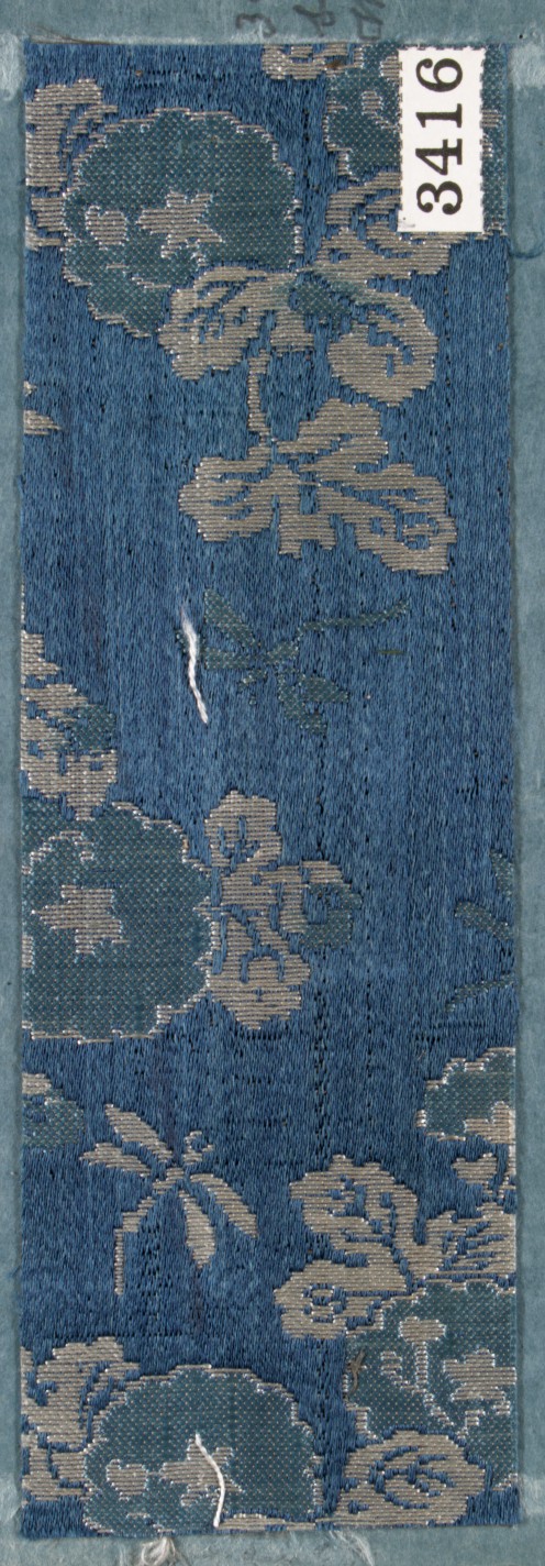 Blue Floral Woven Textile Sample