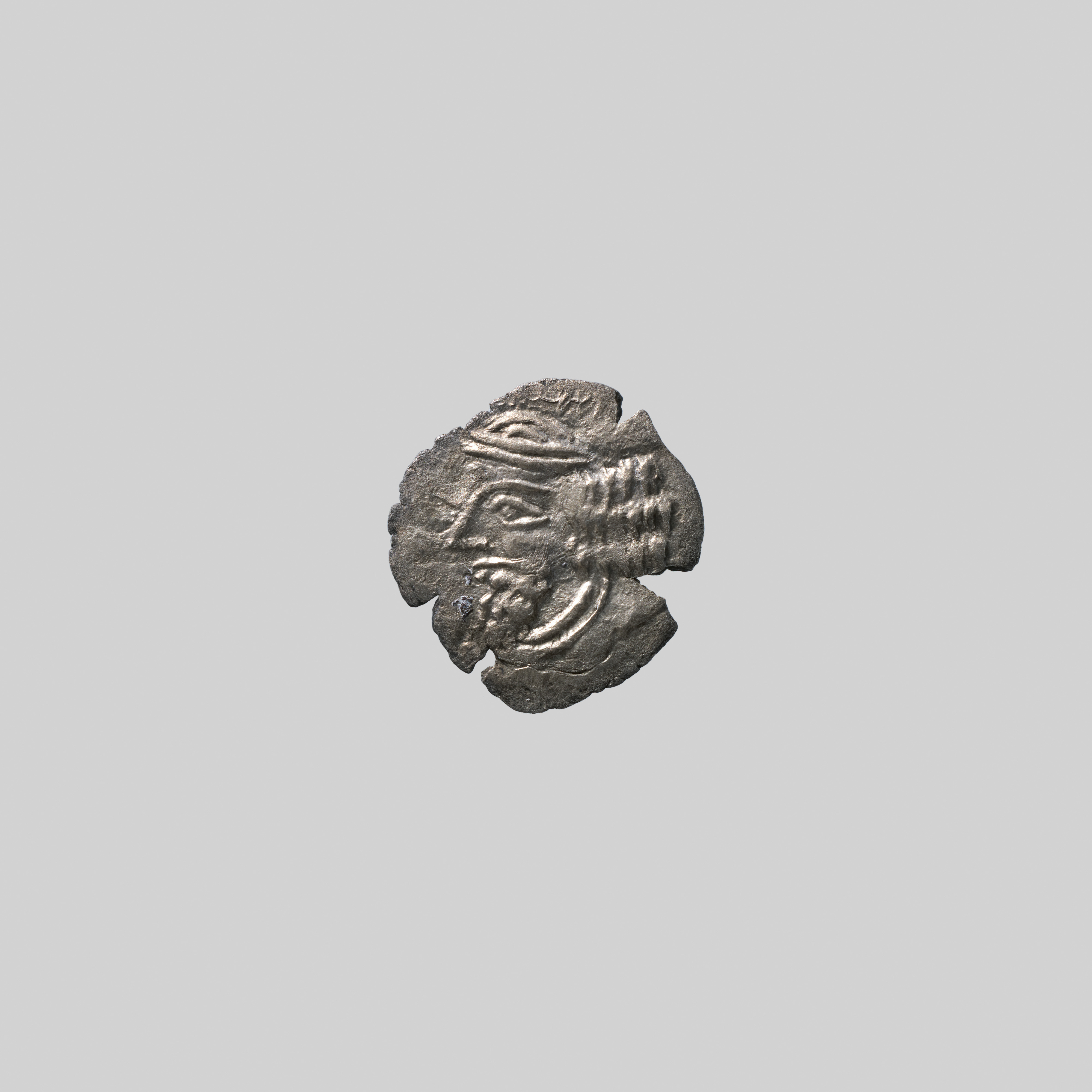 Ancient Broken Silver Coin with Portrait