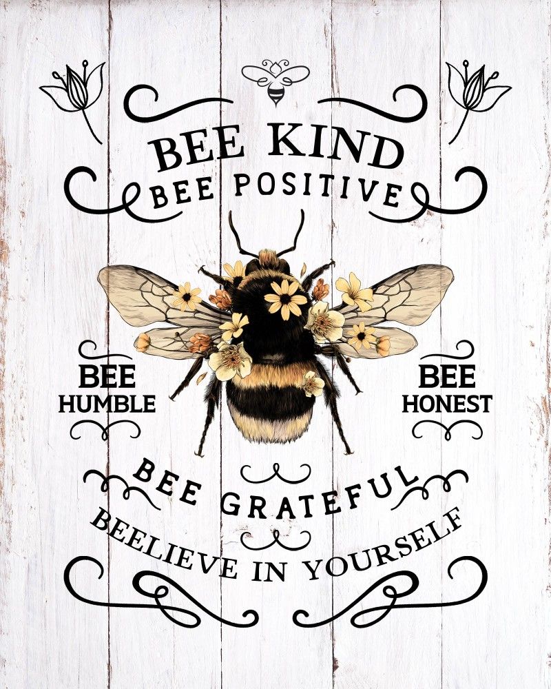 Bee Kind Inspirational Quote Poster