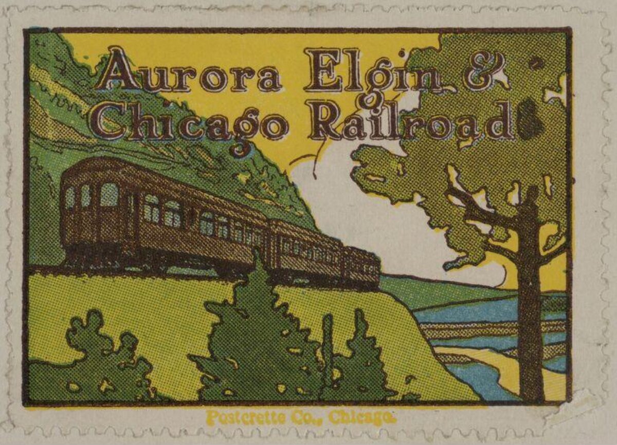 Vintage Aurora Elgin & Chicago Railroad Postcard