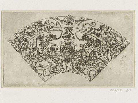 Fan-Shaped Antique Ornamental Etching