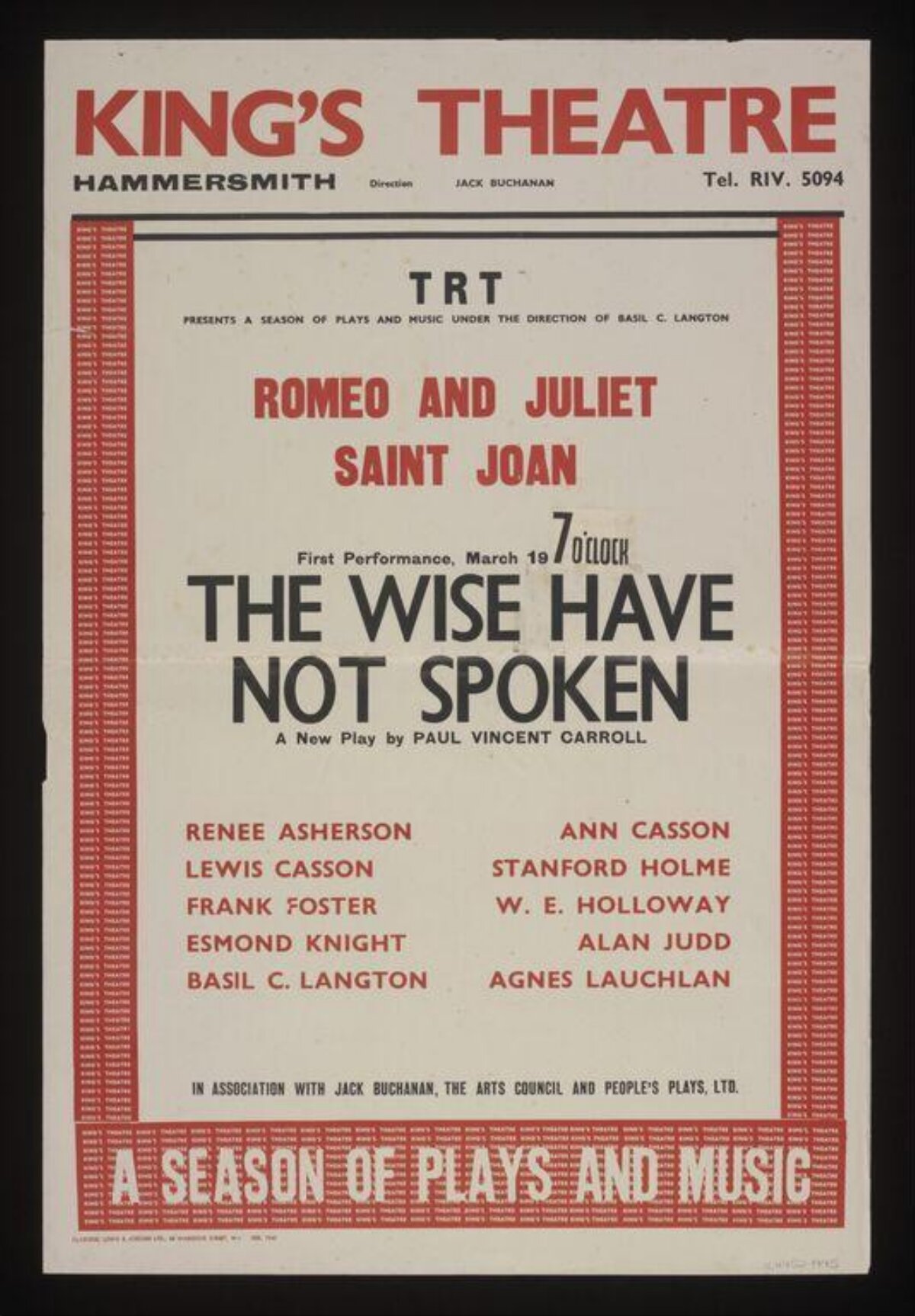 The Wise Have Not Spoken Play Poster