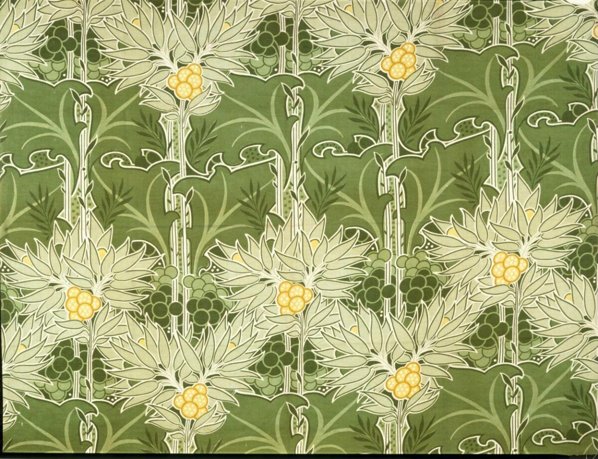 Vintage Green Fruit Botanical Pattern