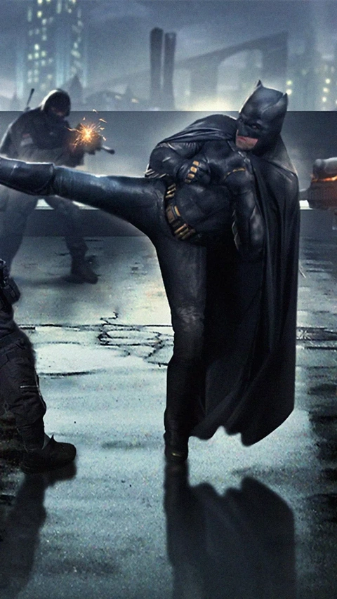 Batman Performing Combat High Kick