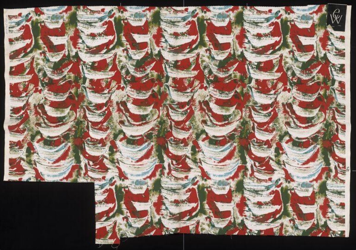 Red Green Abstract Pattern Fabric Swatch