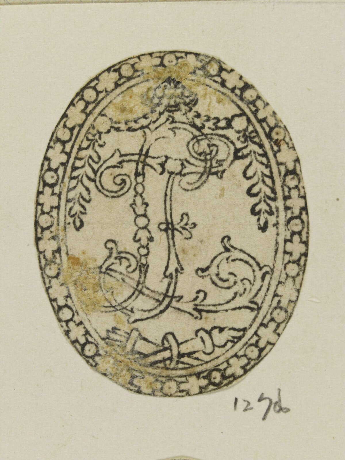 Oval Monogram Ink Drawing On Paper