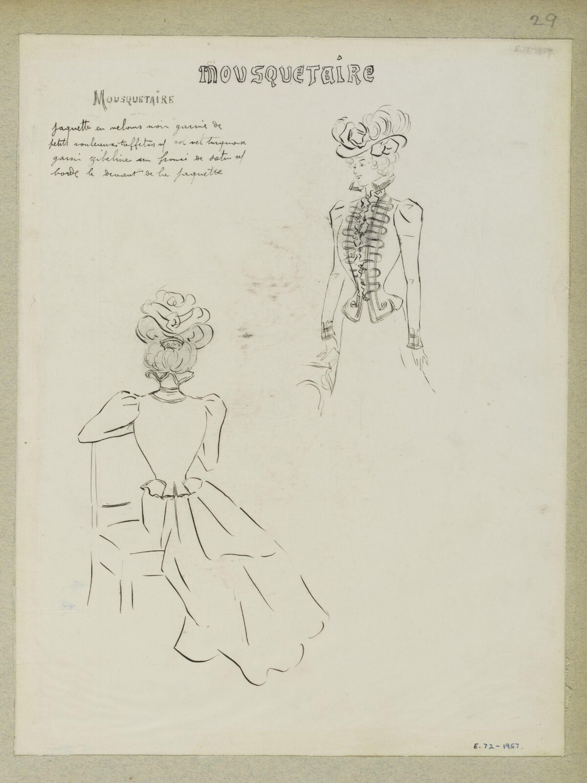 Mousquetaire Vintage Fashion Sketch