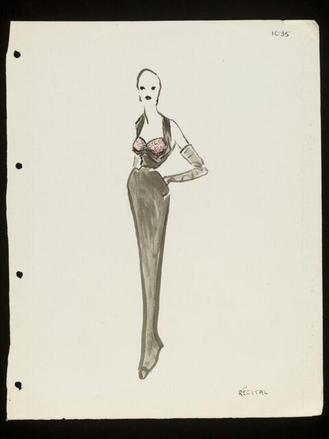 Vintage Recital Dress Fashion Sketch