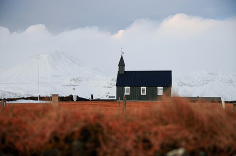Black Church in Snowy Iceland