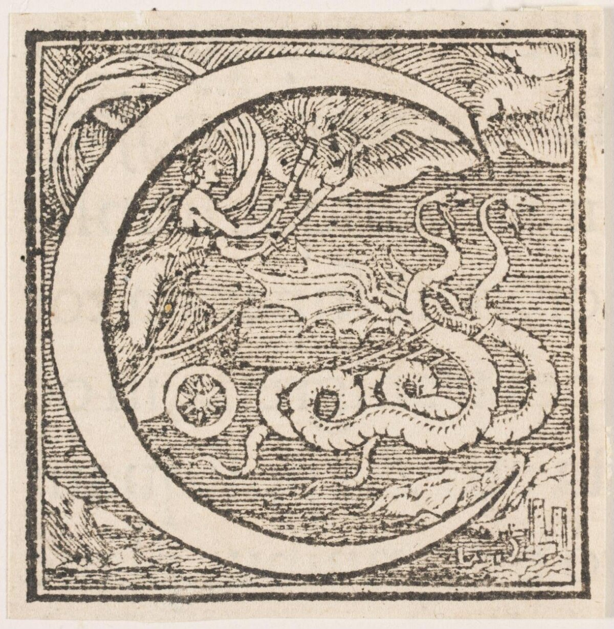 Decorated Initial C Woodcut