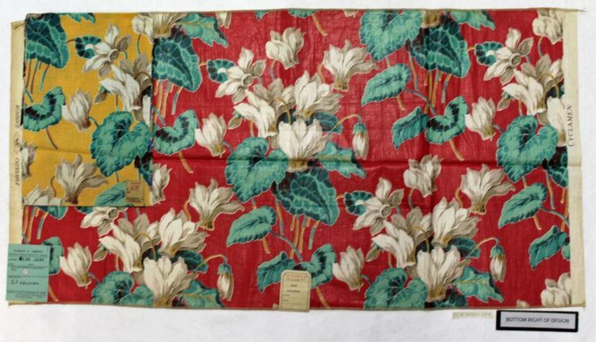 Vintage Cyclamen Floral Fabric Sample