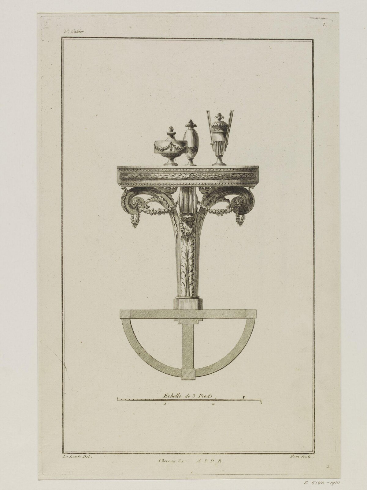 Engraving of Neoclassical Wall Table