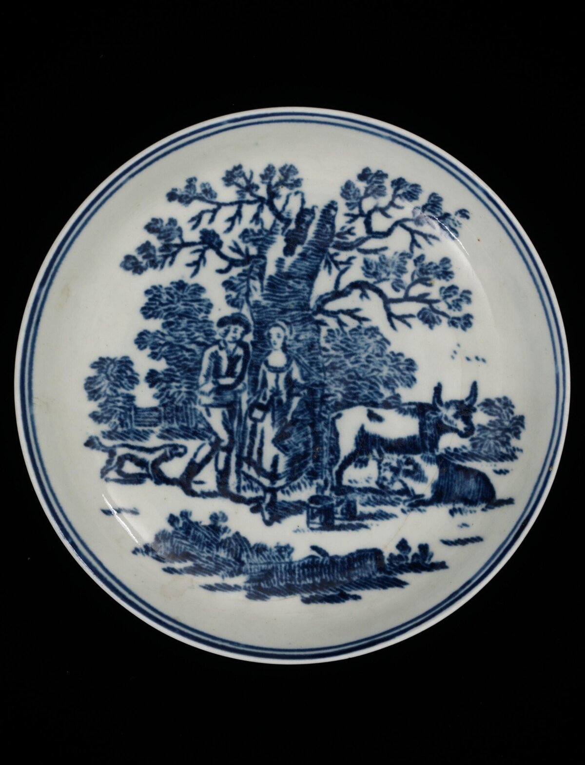 Blue and White Porcelain Plate with Figure Scene
