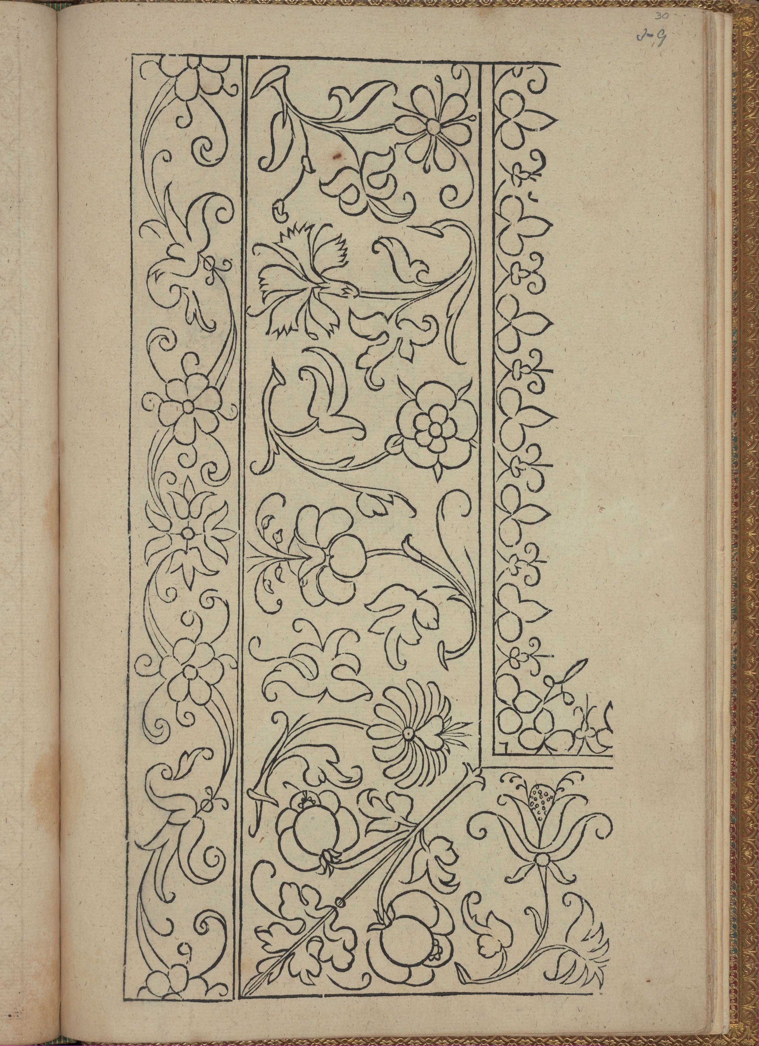 Antique Floral Pattern Line Drawing