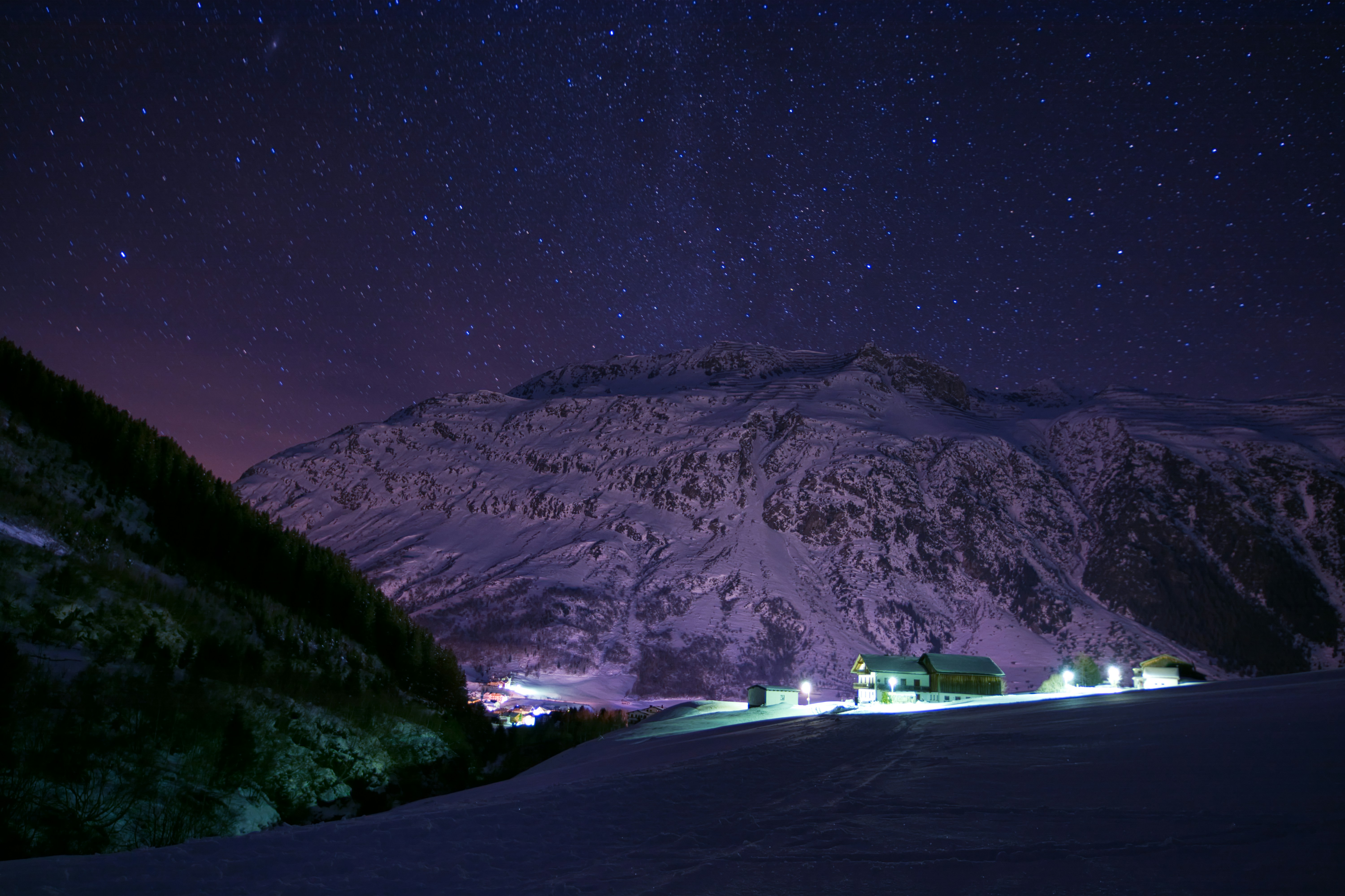 Starry Night Over Snowy Mountains