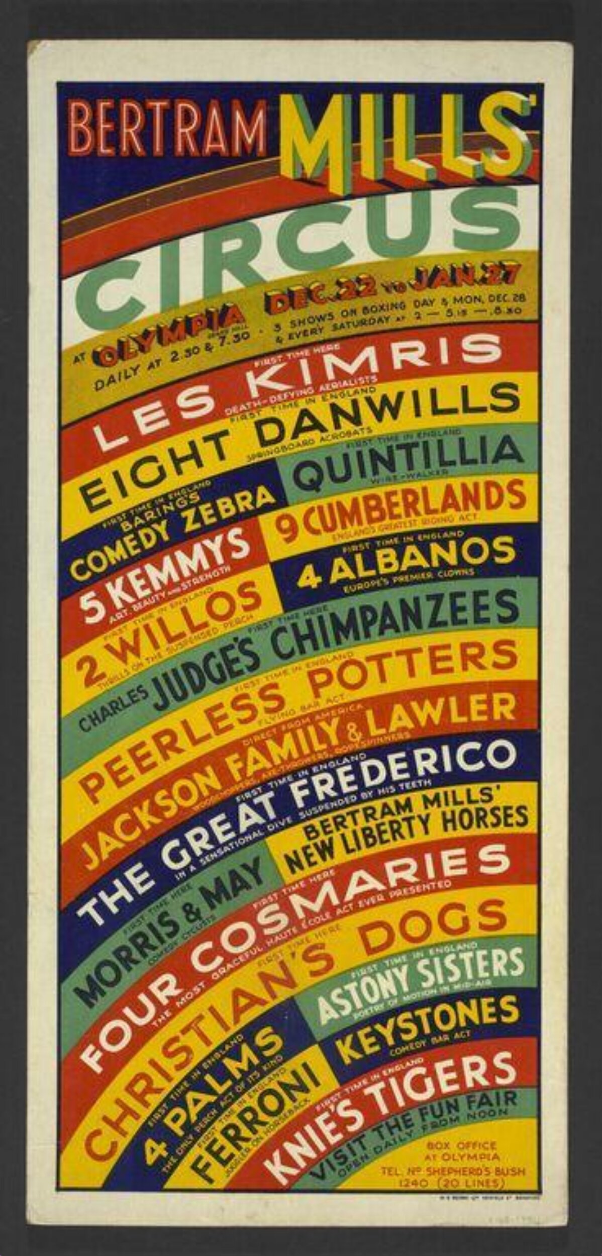 Vintage Bertram Mills Circus Poster