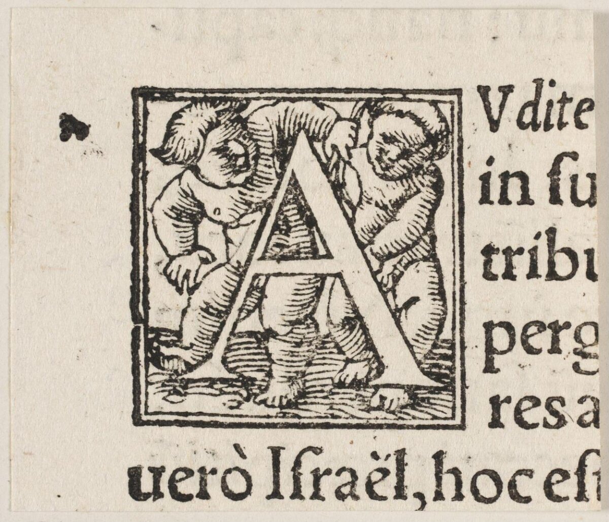 Woodcut Decorated Initial Letter A