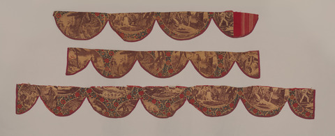 Antique Scalloped Printed Textile Fragments