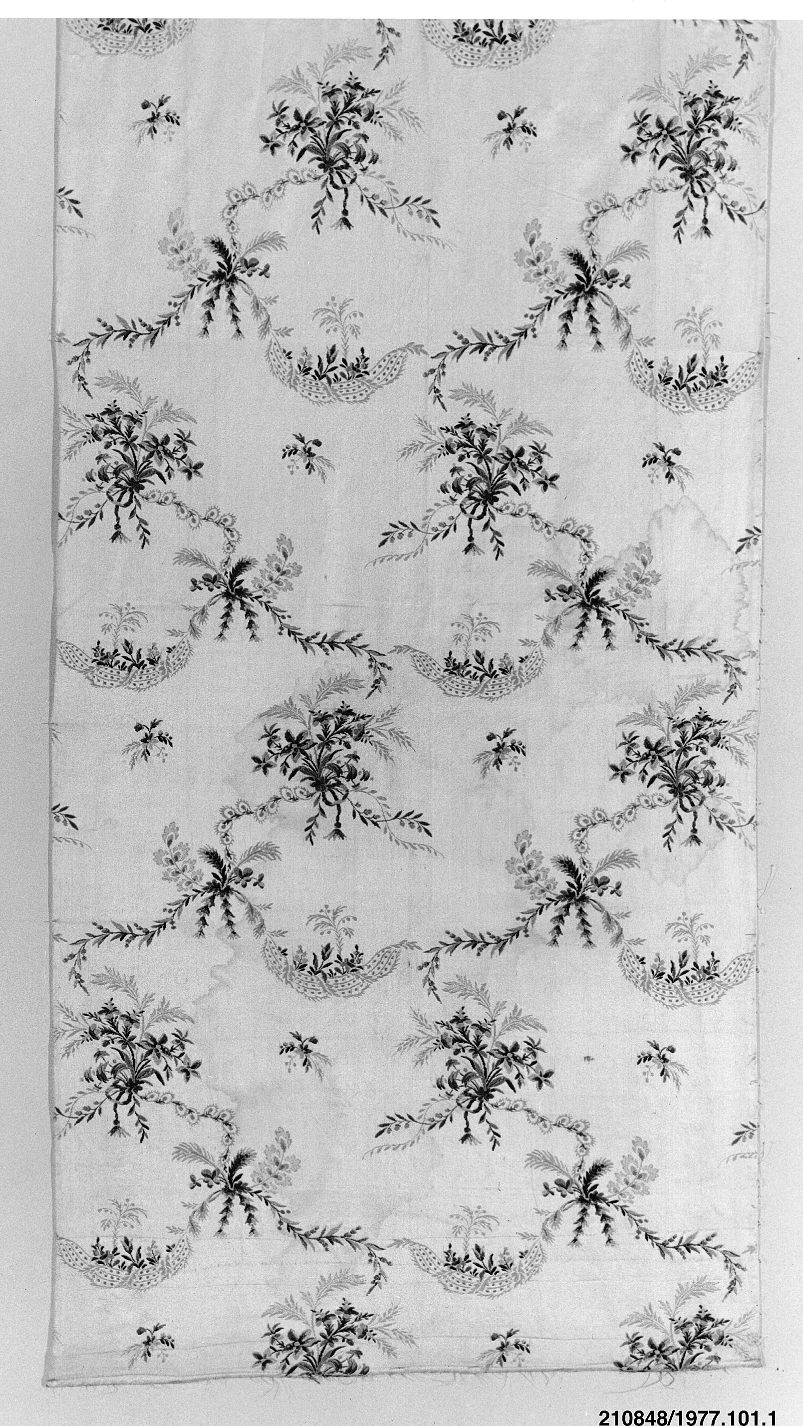 Antique Floral Printed Textile Fragment