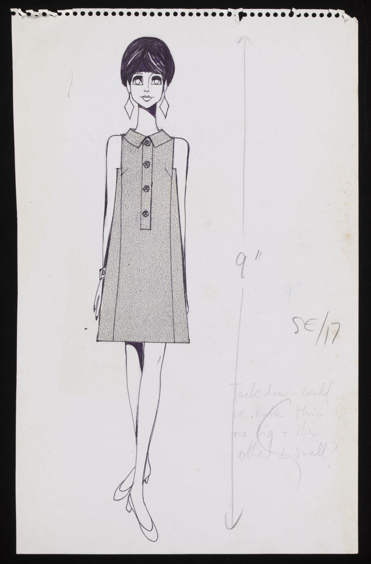 Vintage Fashion Dress Design Sketch
