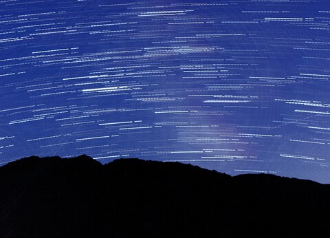 Night Sky Star Trails Over Mountains