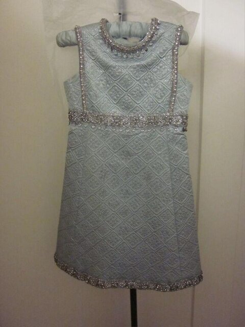 Light Blue Beaded Sleeveless Dress