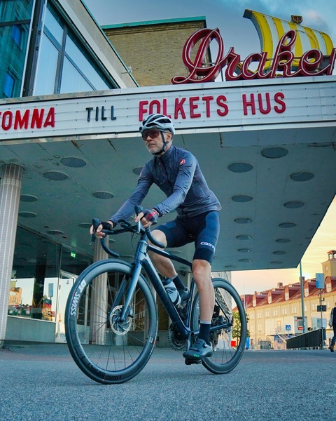 Cyclist Outside Folkets Hus