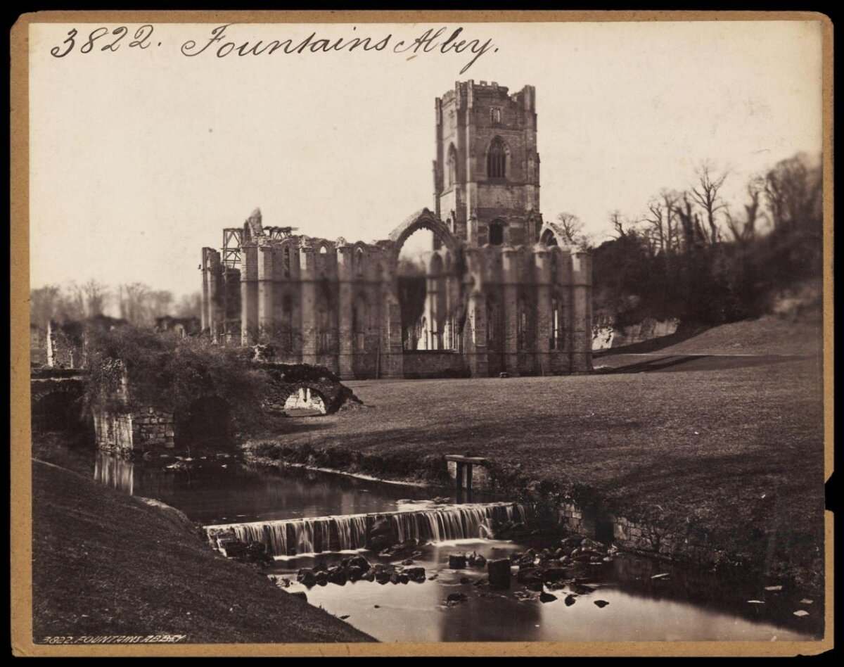 Vintage View of Fountains Abbey Ruins