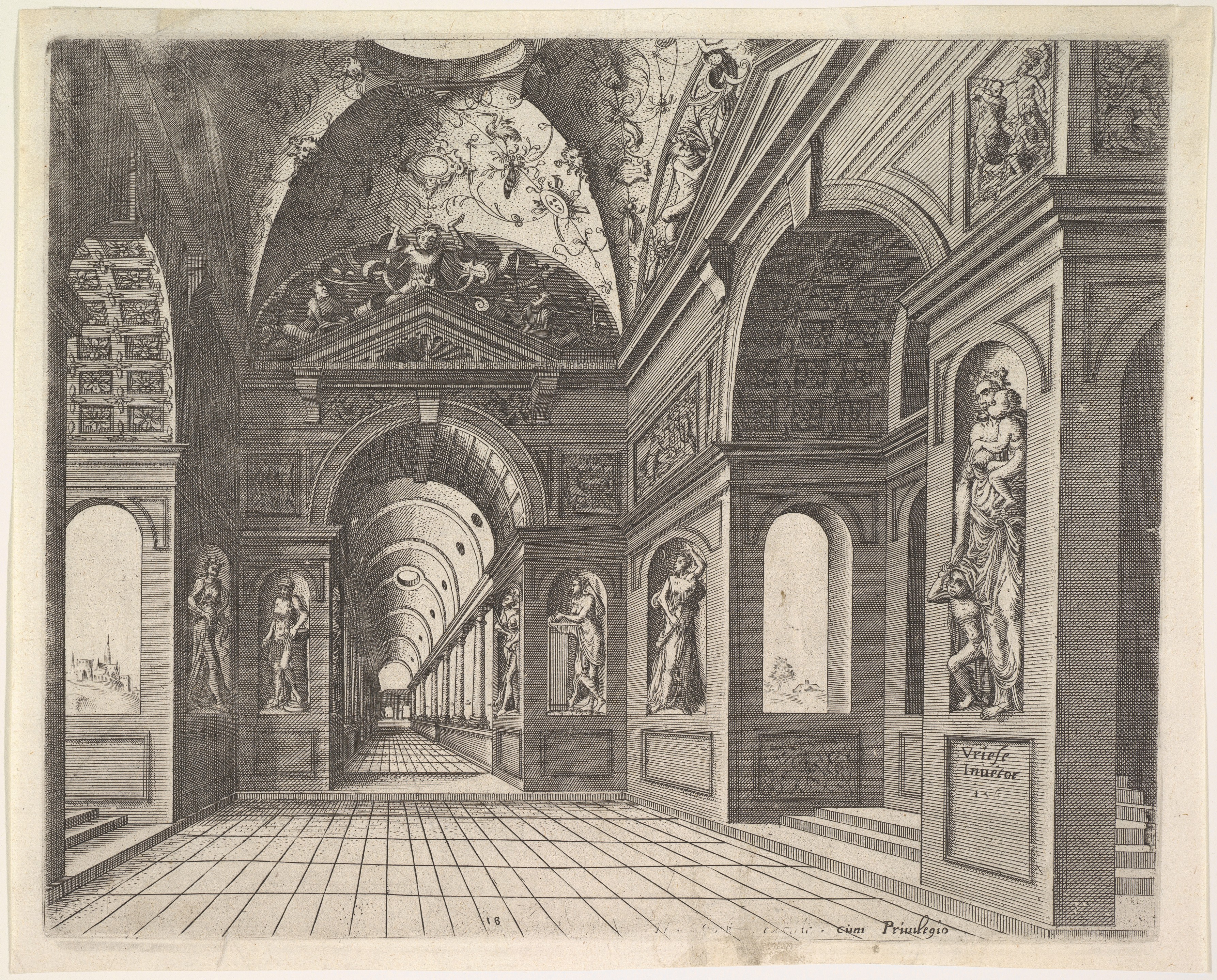 Classical Hall Interior Engraving