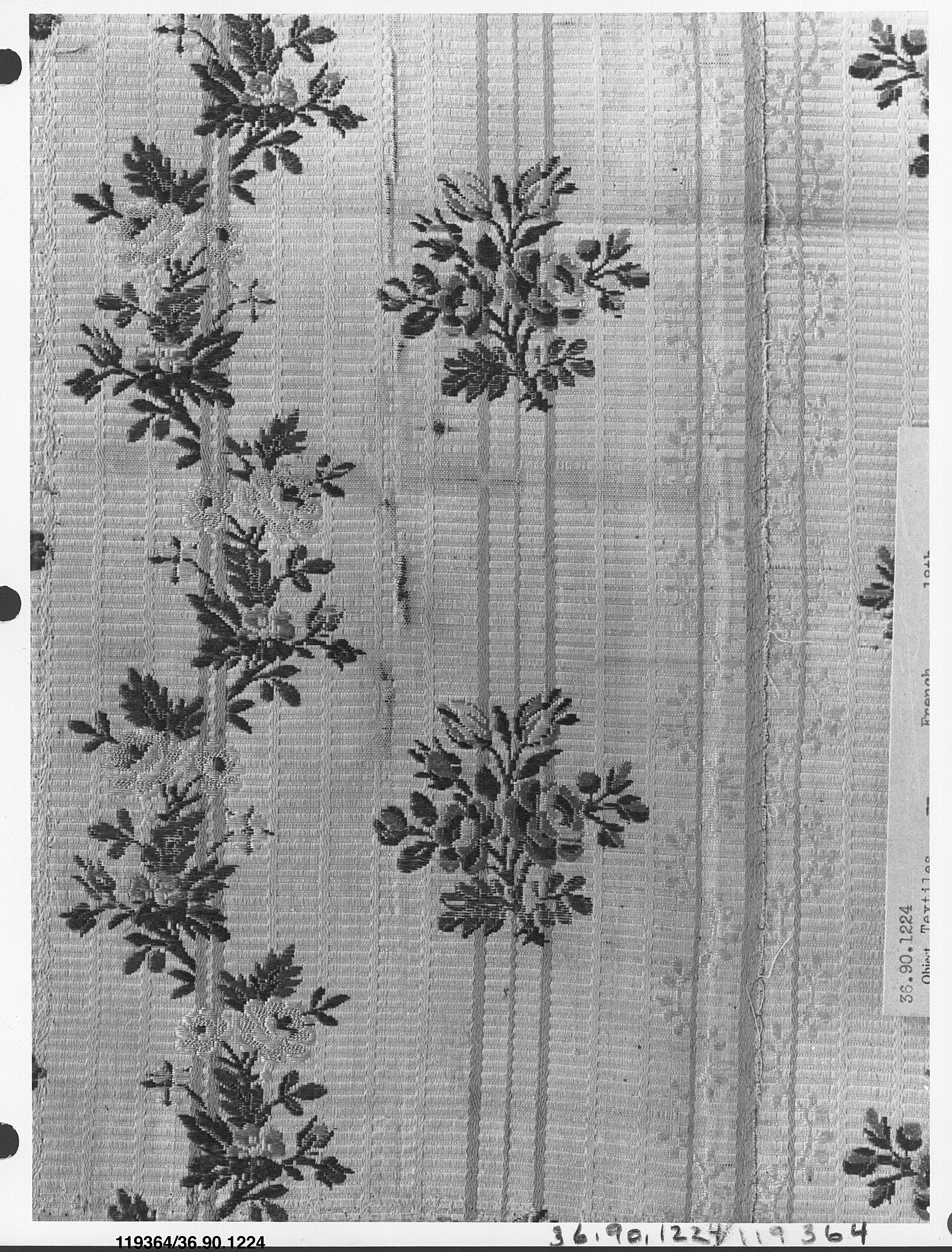 Antique French Floral Woven Textile Sample