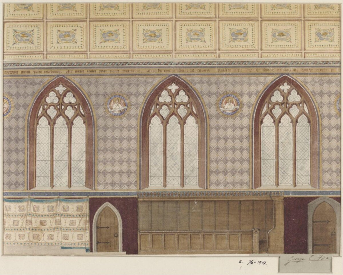 Gothic Church Interior Wall Design Sketch